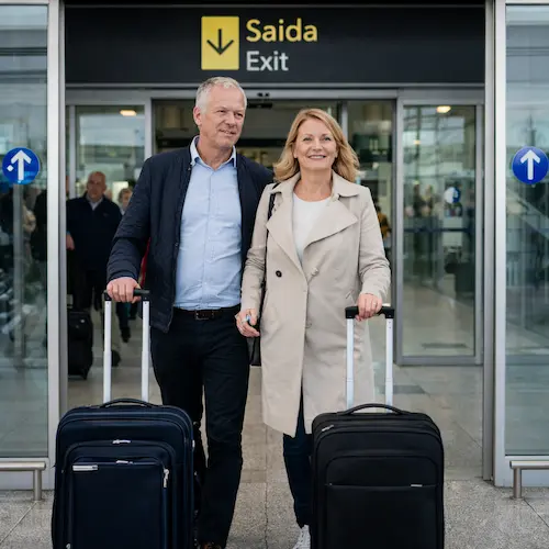 porto-airport-passengers-exit-transfer passengers leaving Porto Airport arrivals for private transfer service